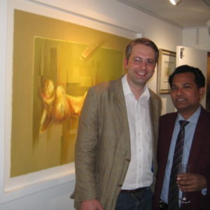 Artist Jahangir Hossain with the owner Aidan Meller