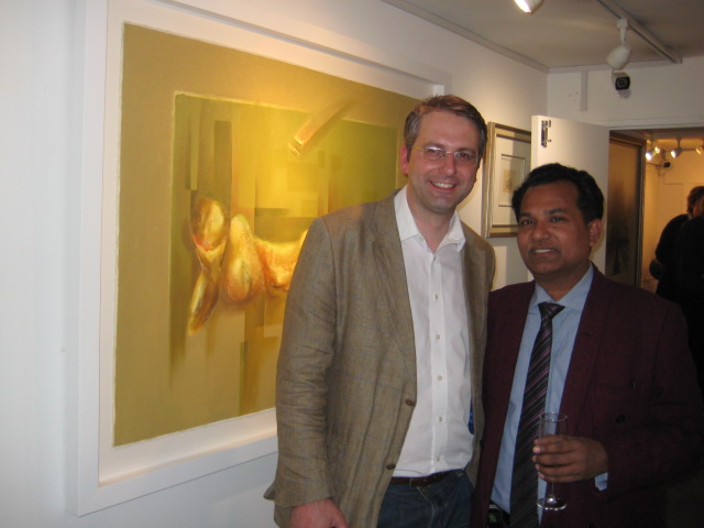 Artist Jahangir Hossain with the owner Aidan Meller